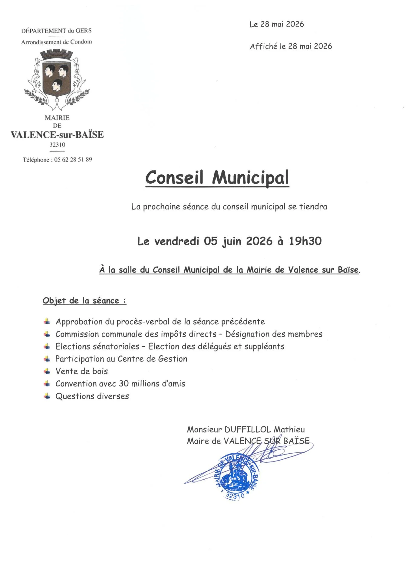 Convocation cm affichage